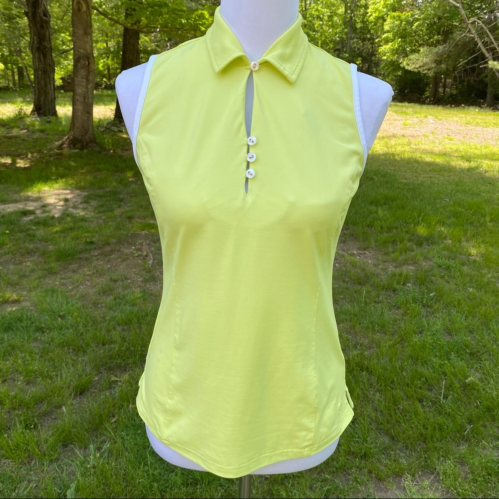 CLOVER BOBBY JONES TOP YELLOW WHITE SLEEVELESS Size S